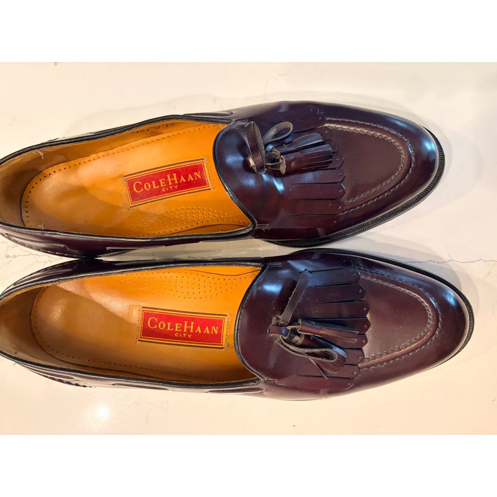 Cole Haan Loafers Burgundy Kiltie Tassel Leather Dress Shoes C00161 Mens 12 M